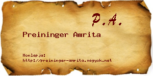 Preininger Amrita névjegykártya
